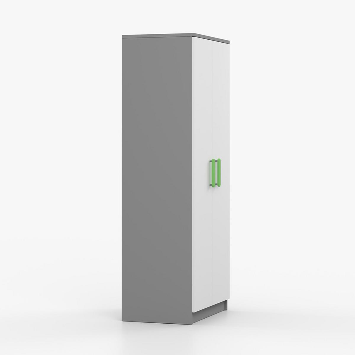 DREHTÜRENSCHRANK 80/192/50 cm 2-türig Jonas II 06 Grau/Weiß + limette Griffe - Limette/Weiß, Holz/Holzwerkstoff (80/192/50cm) - imoebel24