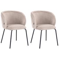ESSZIMMERSTUHL 2er Set Stoff Taupe Sarasota - Taupe, Textil/Metall (60/79/60cm) - Beliani