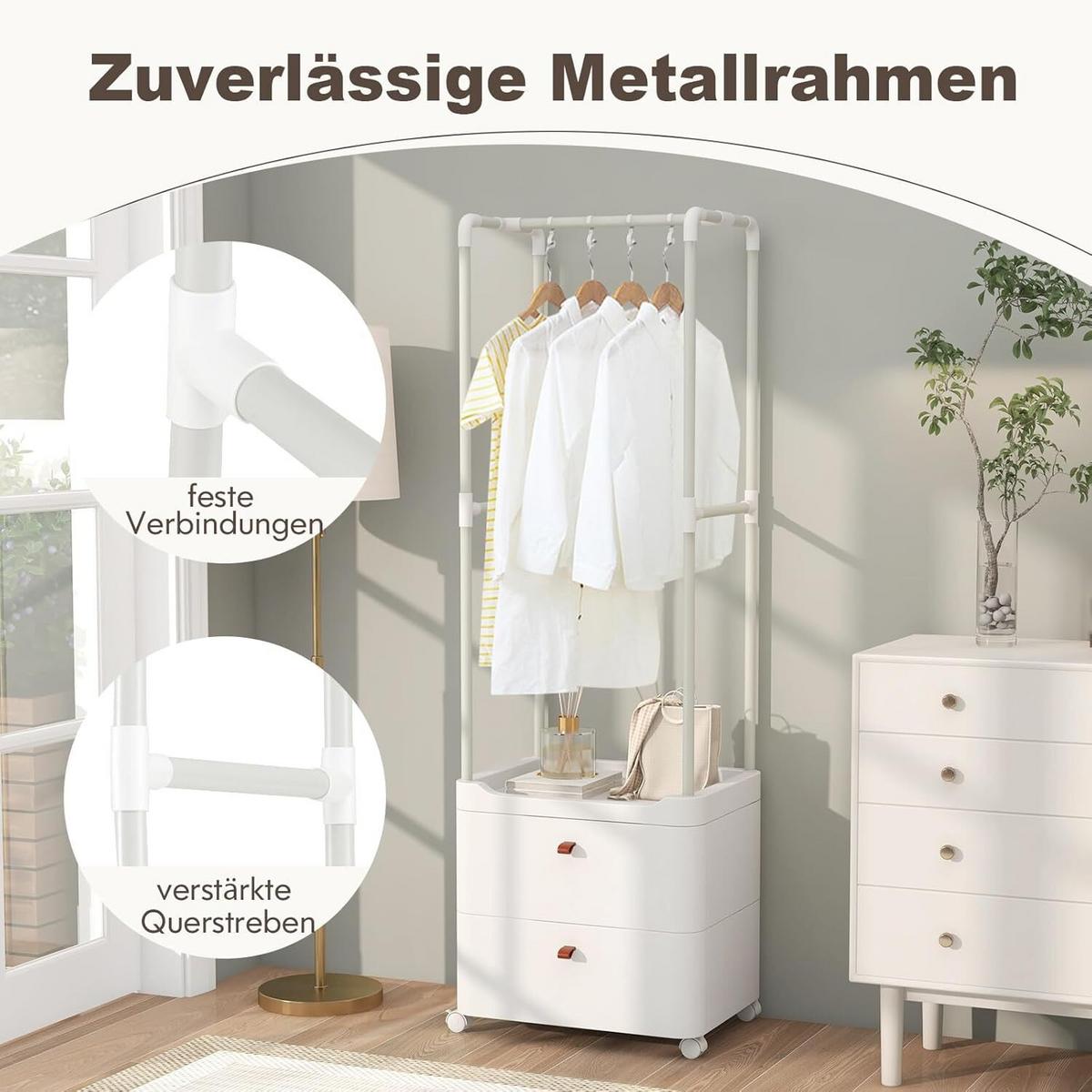 KLEIDERSTÄNDER 161cm Weiß - Weiß, Metall (52/161/40cm) - COSTWAY