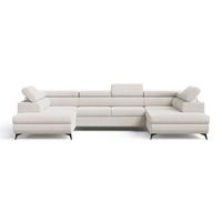 ECKSOFA U Argon Ecru - Ecru/Schwarz, Holz/Textil (322/190cm) - Graingold