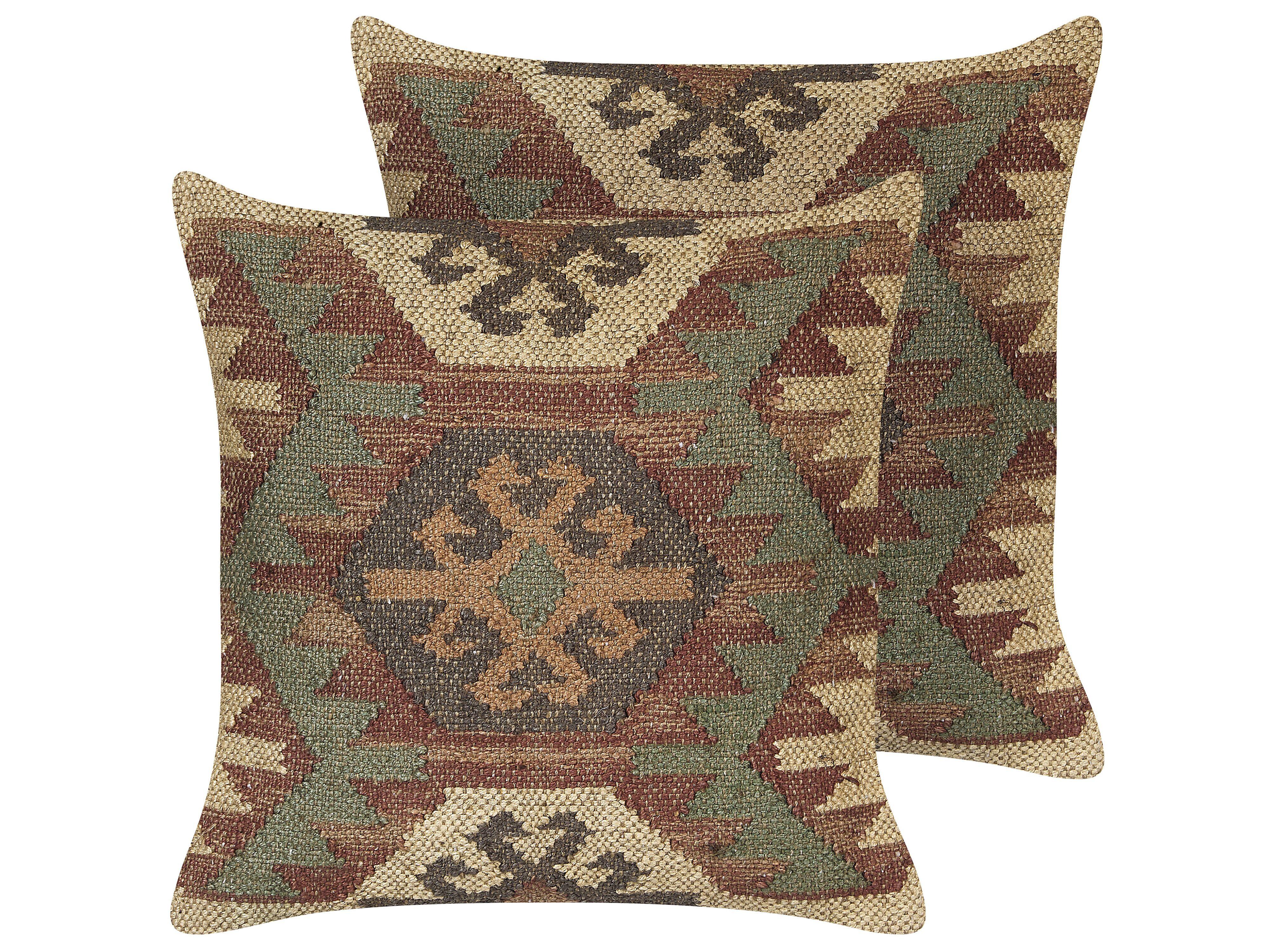 DEKOKISSEN 2er-Set Bunt 45/45 cm Cumbum - Multicolor, Naturmaterialien (45/45cm) - Beliani