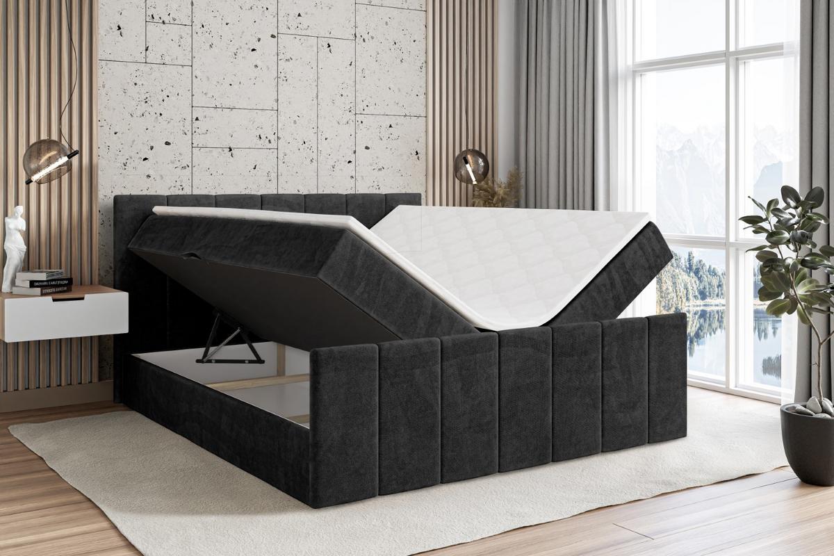 BOXBETT MOETI-Z - 120x200 cm - H3 - Schwarz - Schwarz, Holzwerkstoff (120/200cm) - ALTDECOR