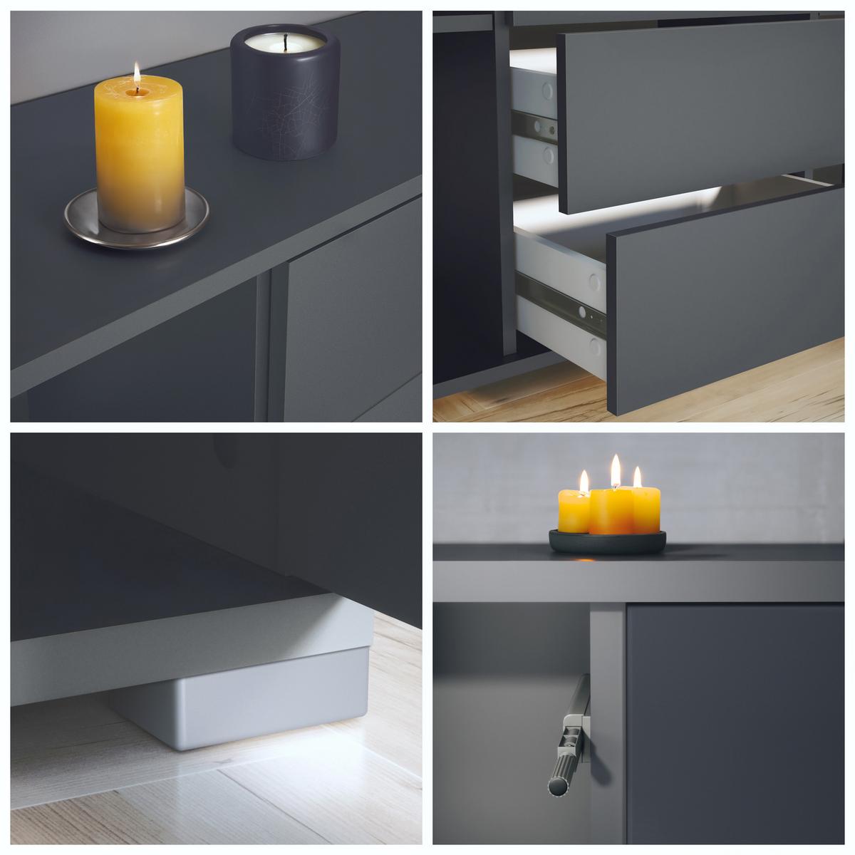 SIDEBOARD Rova Sandgrau Hochglanz - Sandfarben, Holzwerkstoff (166.5/75.5/35cm) - Vladon