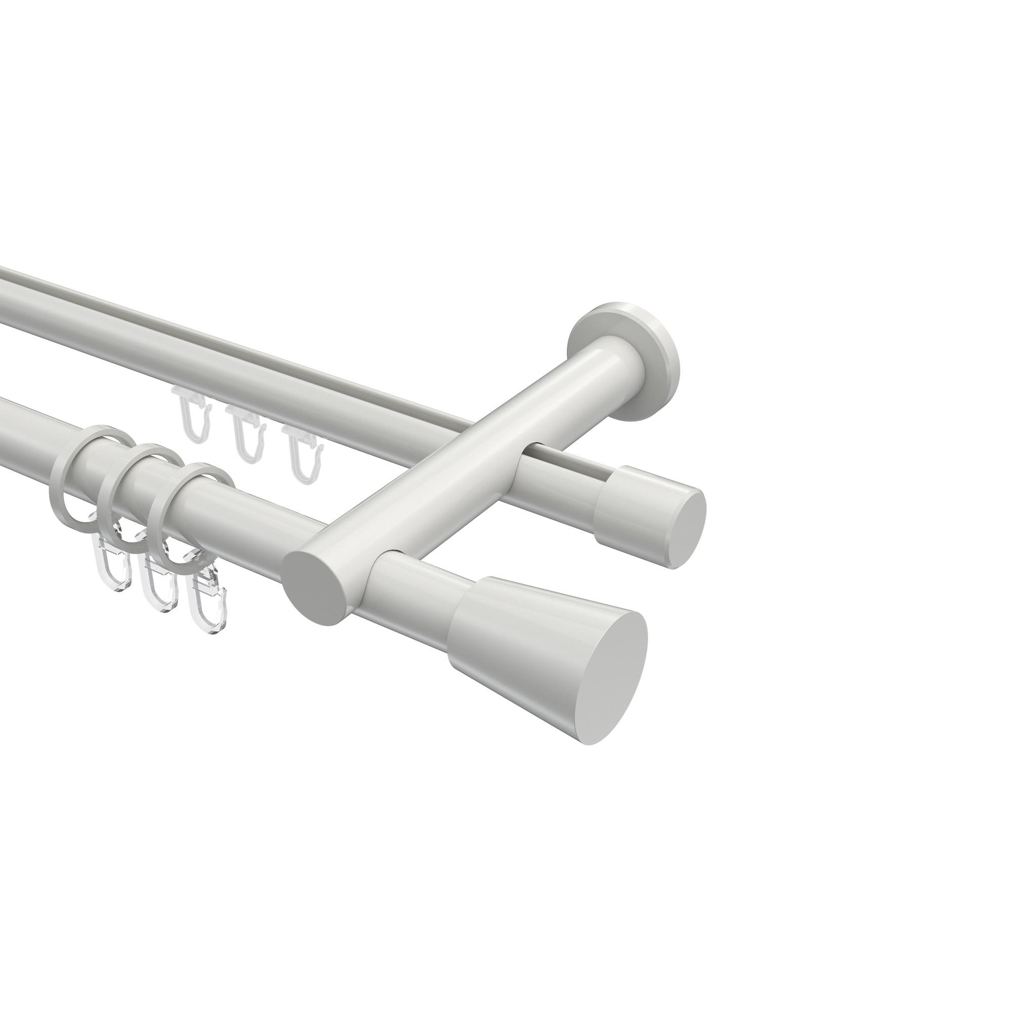 GARDINENSTANGE RUNDROHR-INNENLAUF Platon Sitra 280 cm (geteilt in 2 x 140 cm), 2-läufig, 20 mm Ø Weiß - Weiß, Metall (280cm) - INTERDECO