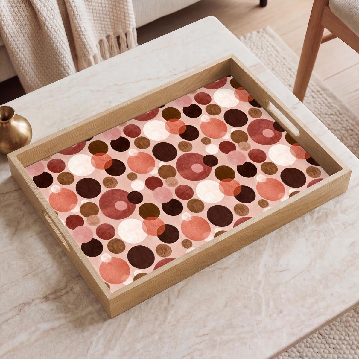 TABLETT Kreise - Modern - Farbenfroh 50x35 cm - Rosa, Holz (50/5/5cm) - OnlyWow