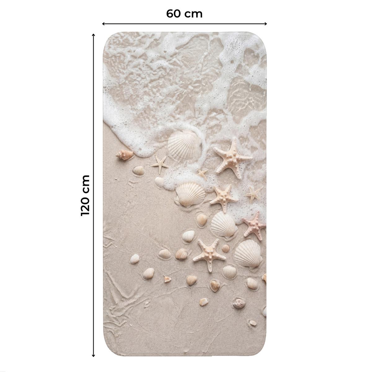 WC-VORLEGER Muscheln - Seesterne - Strand Toilettenvorleger 60x120 cm - Sandfarben, Textil (60/1cm) - OnlyWow