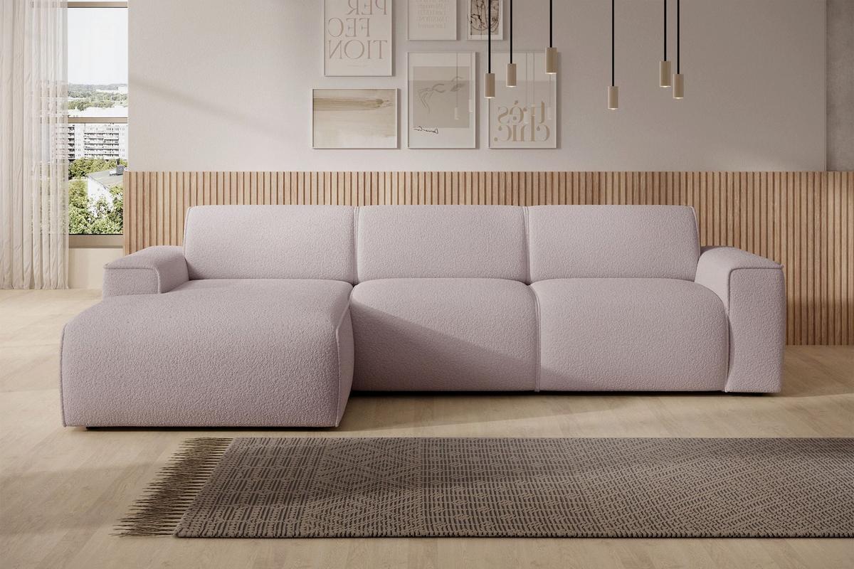 ECKSOFA Bouvi Beige links - Beige/Schwarz, Kunststoff/Textil (310/165cm) - Selsey