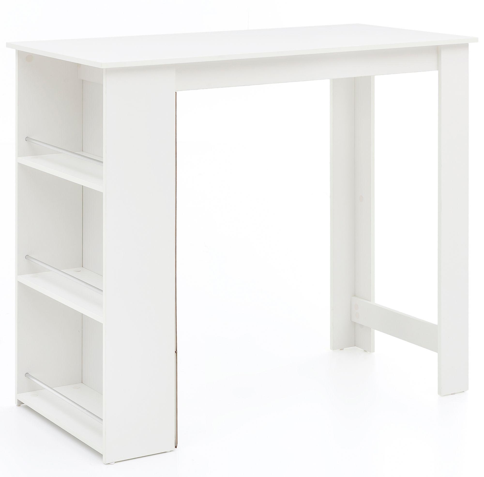 KÜCHENTRESEN GANDER Edelstahl 3 Fächer Ablage, Weiß 120x60x107 cm - Weiß, Holz/Metall (60/120/107cm) - KADIMA DESIGN