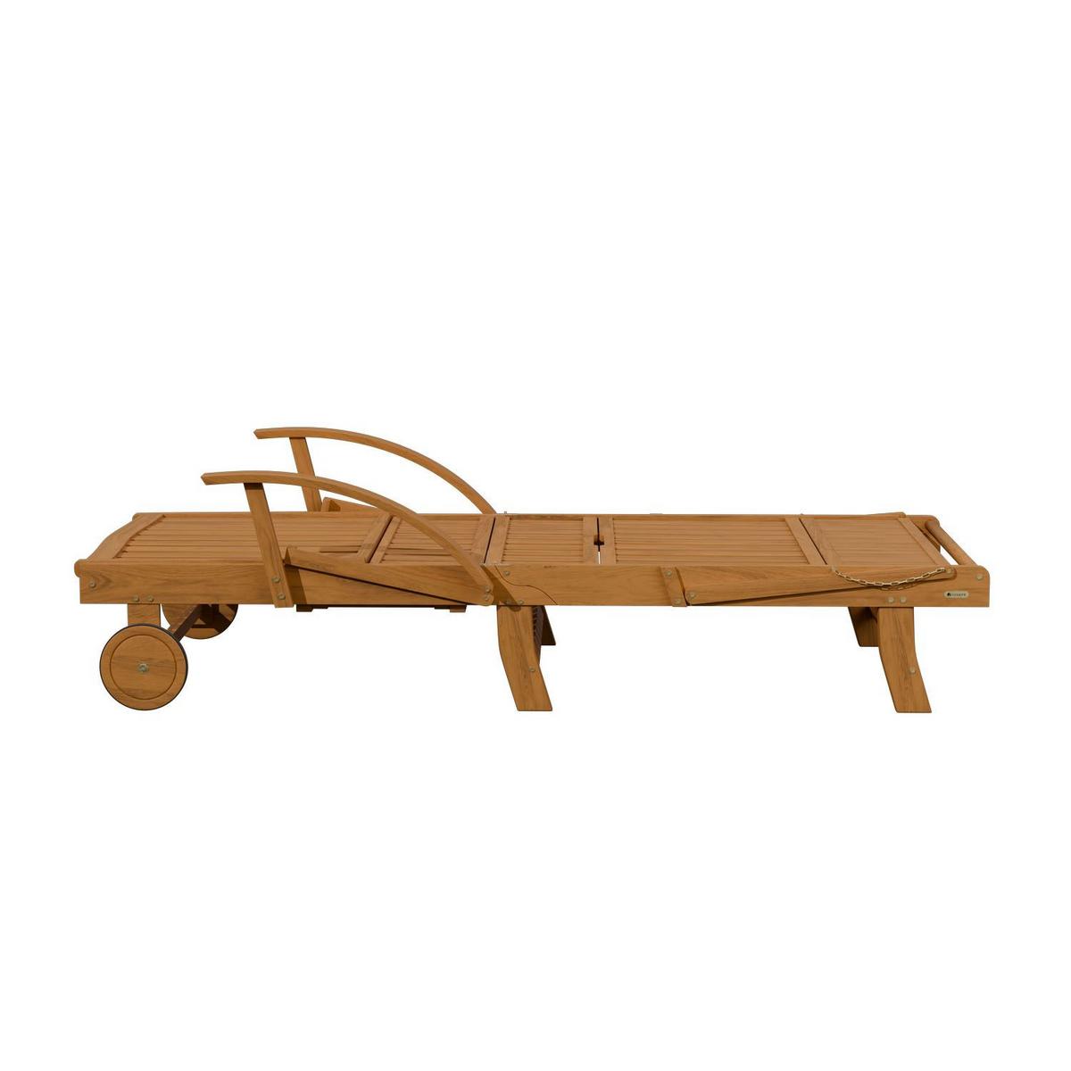 SONNENLIEGE SunScape Akazie mit Rädern & Tisch - Naturfarben, Holz (72.5/30/196cm) - Juskys