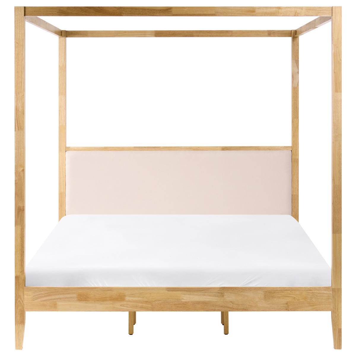 HIMMELBETT Holz 180/200 cm Hellbraun Haillicourt - Hellbraun/Beige, Holz (180/200cm) - Beliani