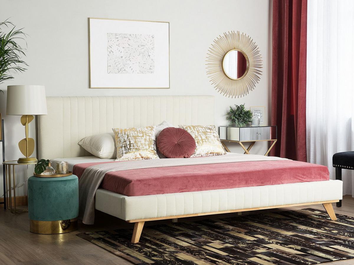 POLSTERBETT Beige Talence - Hellbraun/Beige, Textil (160/200cm) - Beliani