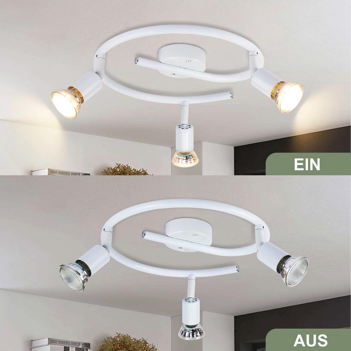 DECKENSTRAHLER Lester 3-flammig 42/15/42cm - Weiß, Metall (42/15/42cm) - Nettlife