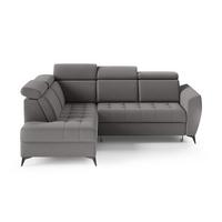 ECKSCHLAFSOFA Aurora II mit verstellbare Kopfstützen, Dunkelgrau, links - Dunkelgrau/Schwarz, Textil (266/204cm) - Beautysofa