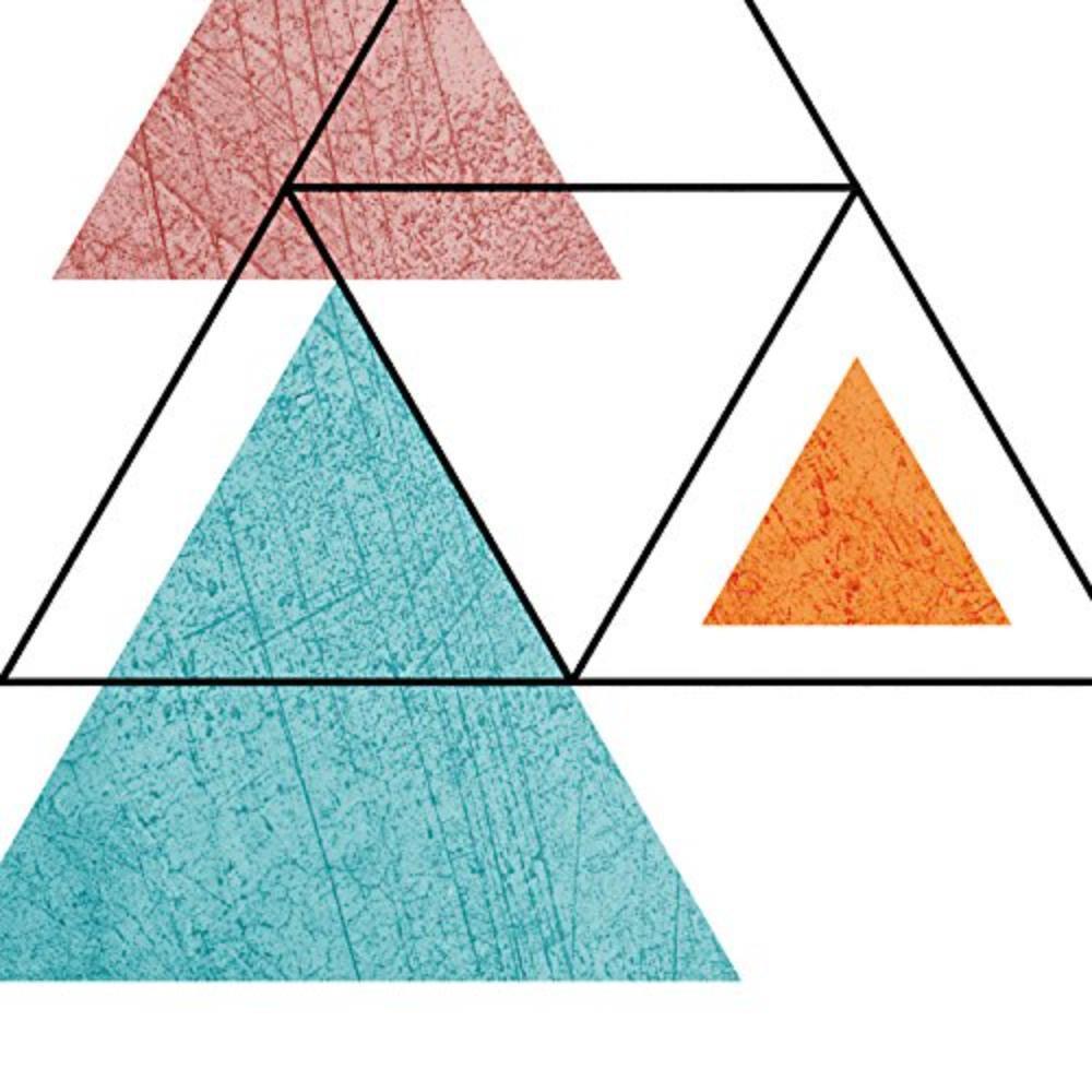 POSTER Set mit 4 Geometrische Nordischer Dreiecken im Orange und Blautönen A4 Schwarzer Rahmen - Schwarz, Papier (29.7/3cm) - Nacnic
