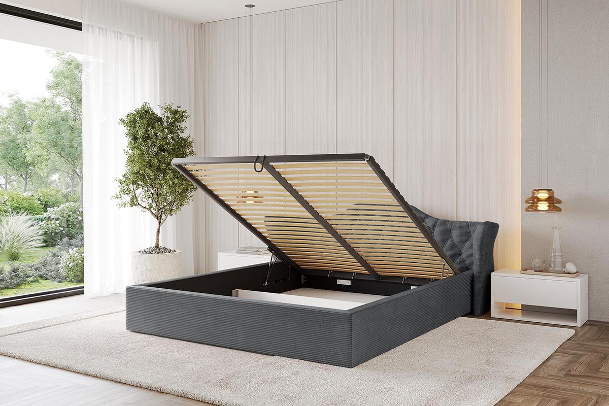 POLSTERBETT mit Bettkasten und Lattenrost, Boxbett ohne Matratze - ZORAN-V1 120x200 Dunkelgrau - Anthrazit, Holzwerkstoff/Textil (120/200cm) - ALTDECOR