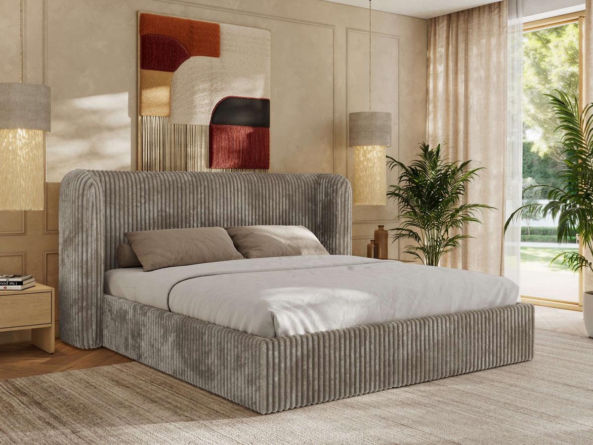POLSTERBETT EMORA CLASSIC 180/200 - Hellbraun Cord - Multipocket-Matratze - Hellbraun, Textil (180/200cm) - MKS