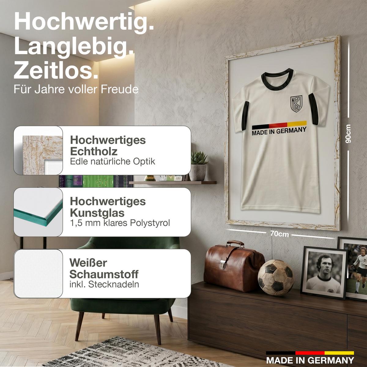 TRIKOTRAHMEN 70/90 mit weißem Hintergrund - Multicolor, Holz (70/90cm) - K-Möbel