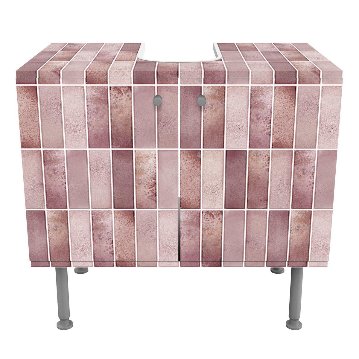 WASCHBECKENUNTERSCHRANK Metro Fliesen Keramikoptik Rosa 60/55/35 cm - Rosa, Holzwerkstoff (60/55/35cm) - Bilderwelten