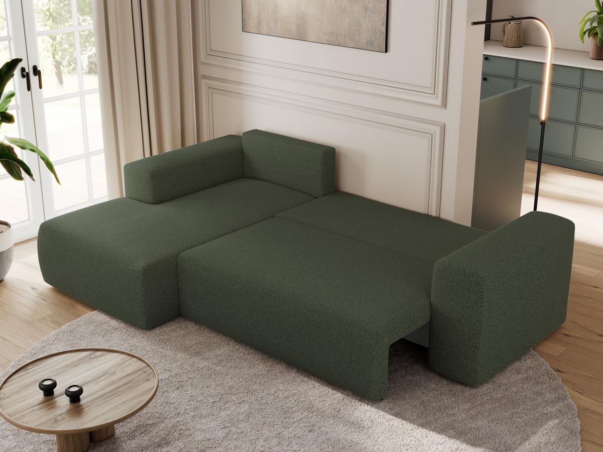 ECKSOFA TRENTINO L Grün Boucle - Links - Schwarz/Grün, Kunststoff/Textil (266/164cm) - MKS