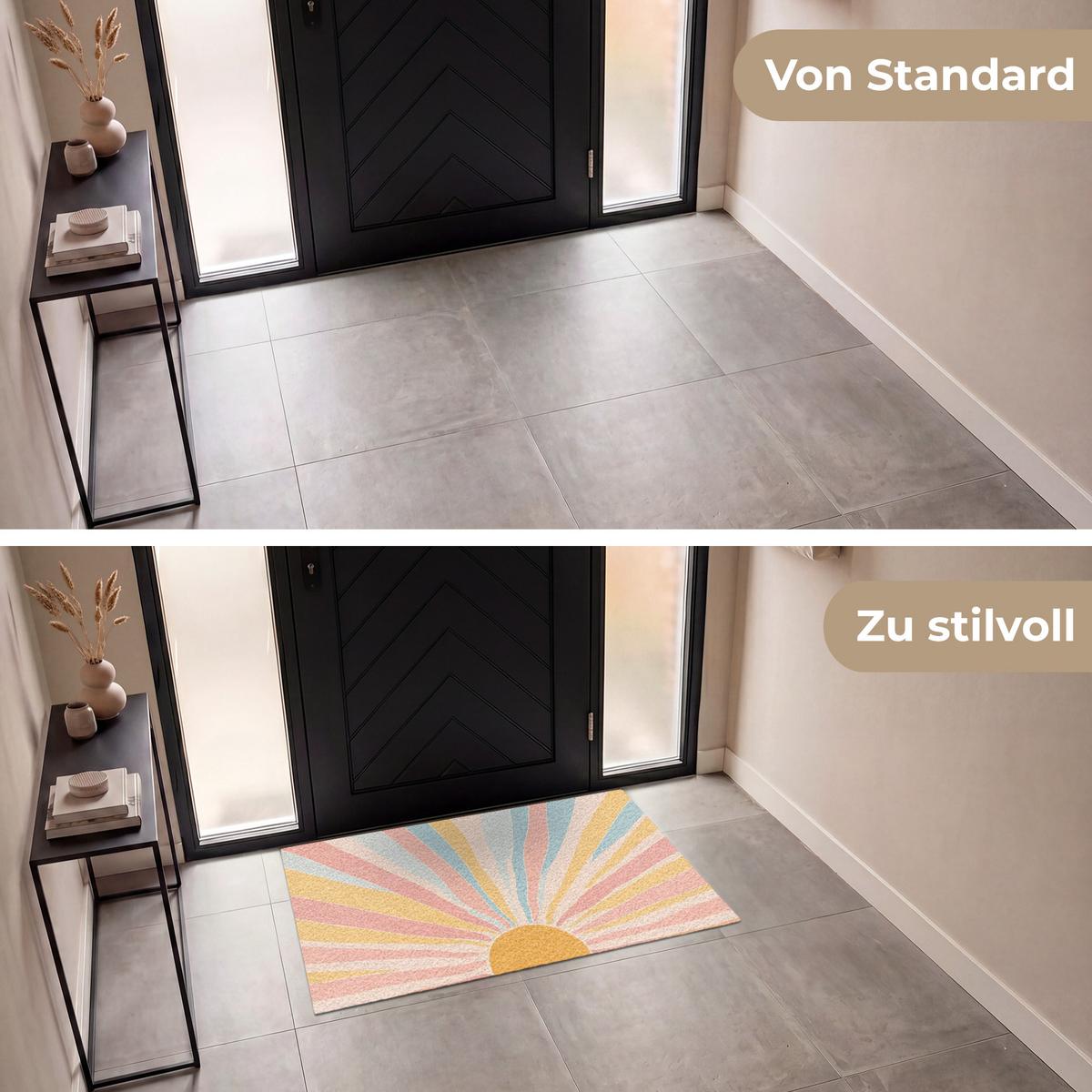 FUSSMATTE Illustration - Sonne - Pastellfarben Sauberlaufmatte 120x80 cm - Hellrosa, Kunststoff (120/0.4cm) - MuchoWow
