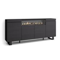 SIDEBOARD Elektrokamin, schwarz, 200/35/87cm - Schwarz, Holzwerkstoff (200/87/35cm) - Skraut Home