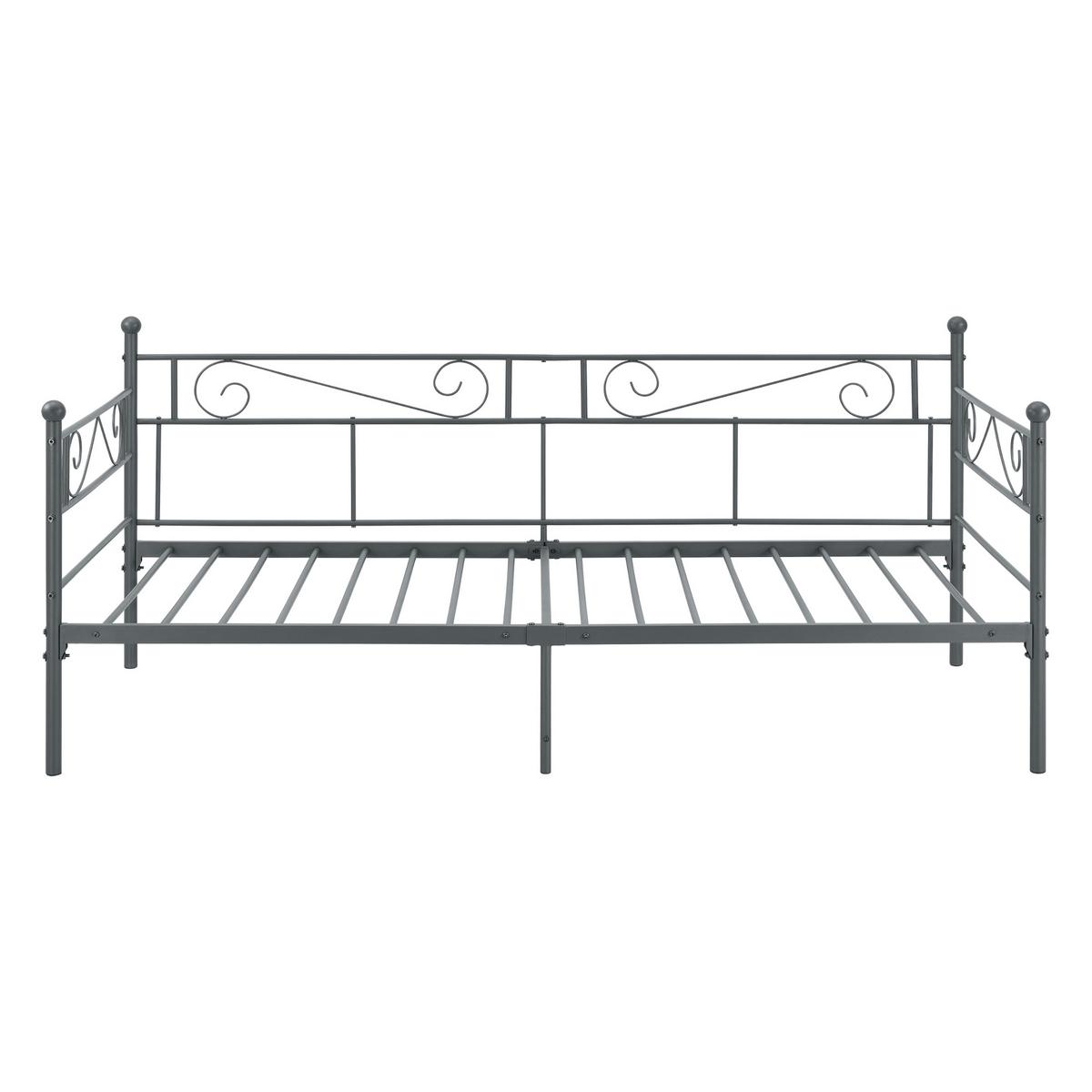 TAGESBETT Kerava - Dunkelgrau, Metall (90/200cm) - [en.casa]
