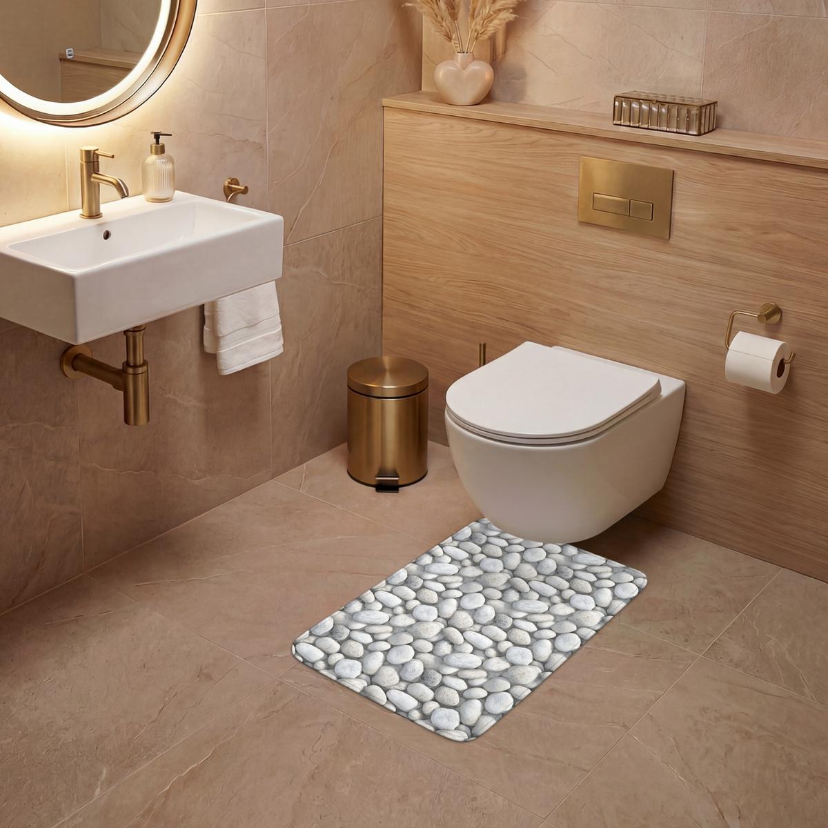 WC-VORLEGER Steine - Grau - Oval WC Teppich 40x60 cm - Hellgrau, Textil (40/1cm) - OnlyWow