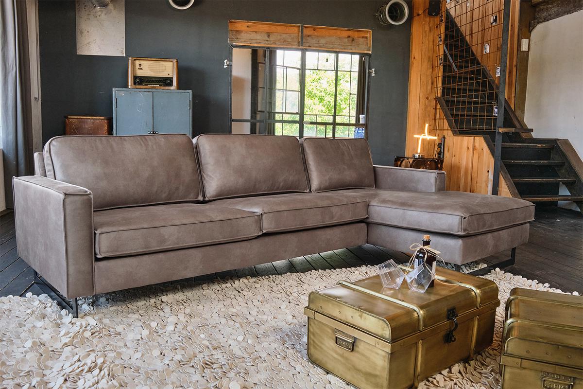 ECKSOFA VILNIUS Anthrazit Lederfaserstoff - Anthrazit/Schwarz, Leder/Metall (286/170cm) - KAWOLA