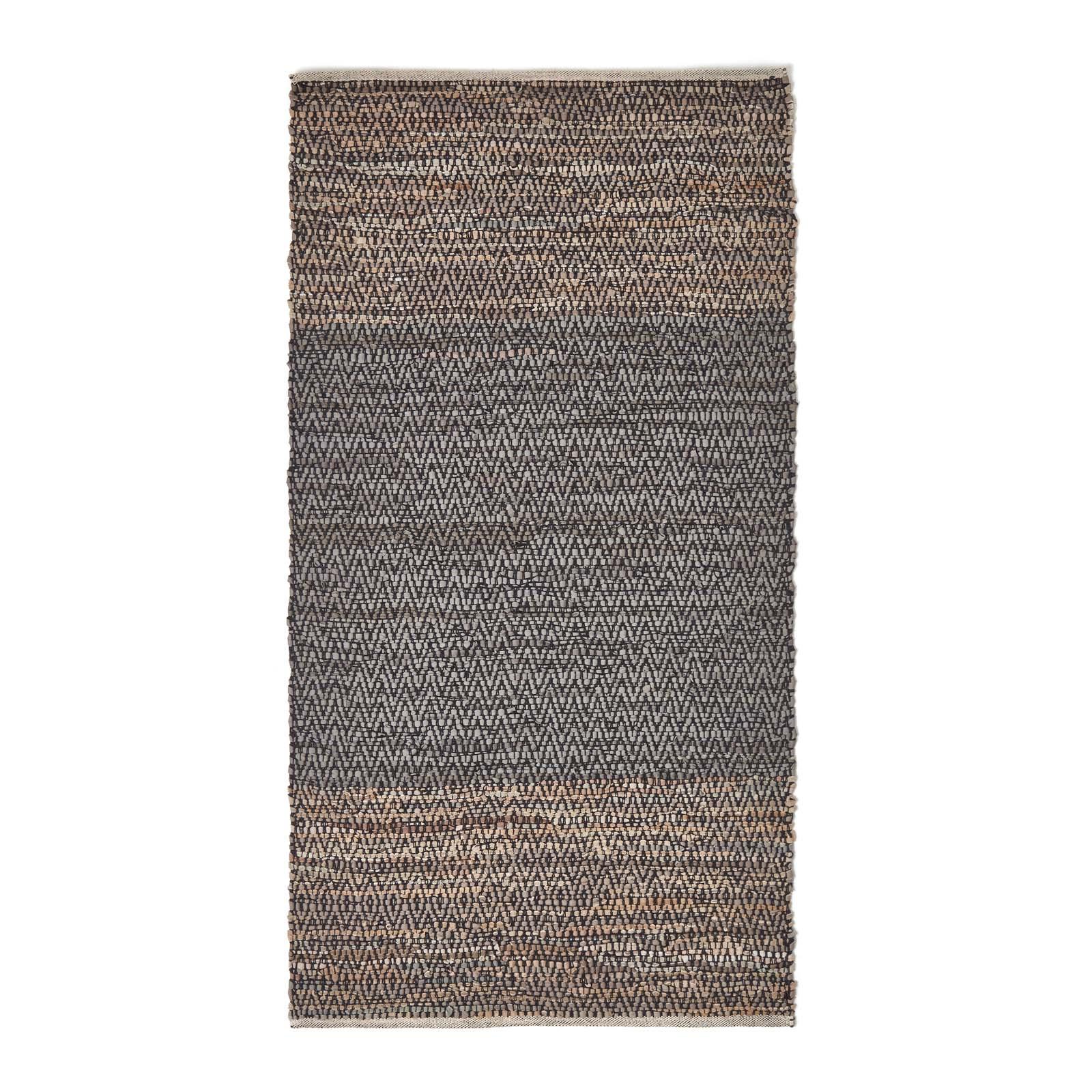 LEDERTEPPICH mit Webmuster 150/240 cm - Grau, Leder (150/240cm) - Homescapes