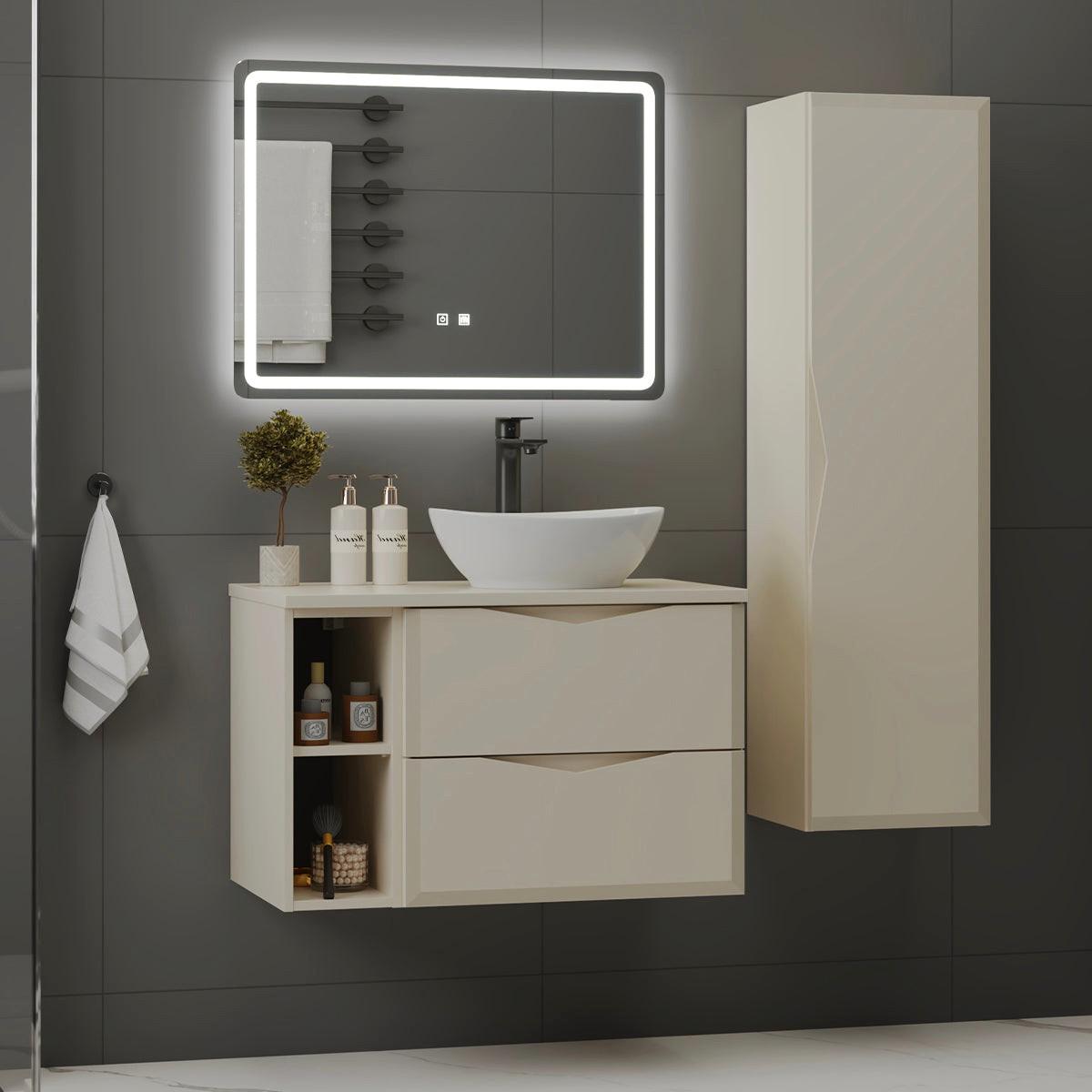 BADMÖBEL 80.6cm Ellie 2er-Set Kaschmir - Beige, Holzwerkstoff (80.6/52.2/46.5cm) - Petits-meubles