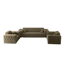 SOFASET Chantal In Moly - Grün, Holzwerkstoff/Textil (251/78/96cm) - Fun Möbel