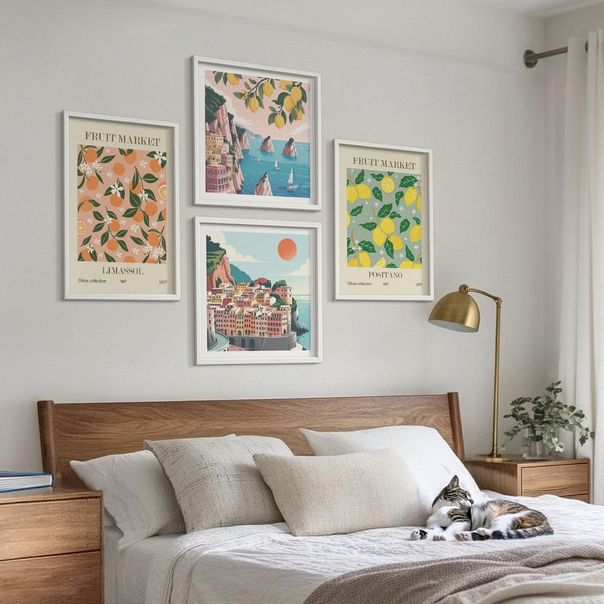 BILDER SET 4er Set - 50x50 cm & 40x60 cm Weißer Rahmen - Zitrusfrüchte der italienischen Tropen - Weiß, Kunststoff (50/50cm) - TULUP