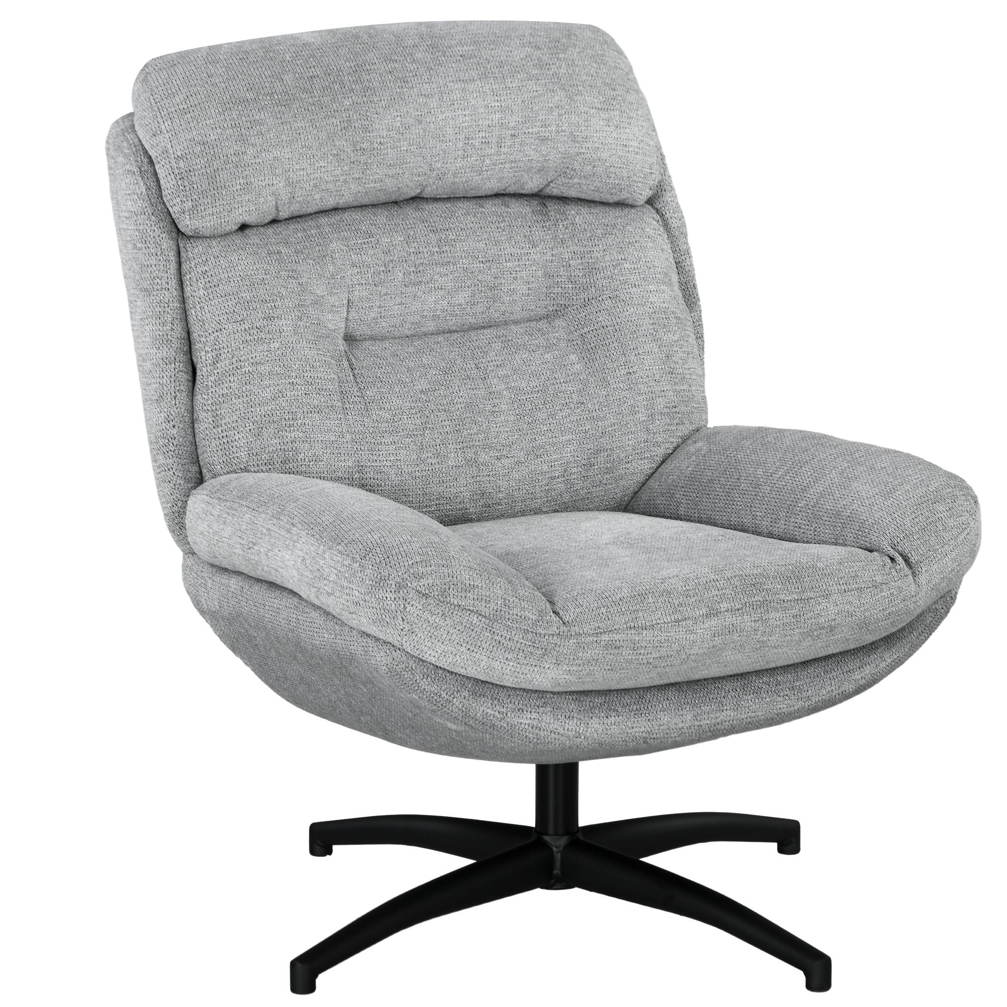SESSEL Drehbar Loungesessel mit Wasserabweisend Chenille-Optik für Wohnzimmer - Schwarz/Grau, Textil/Metall (91/98/79cm) - HOMCOM