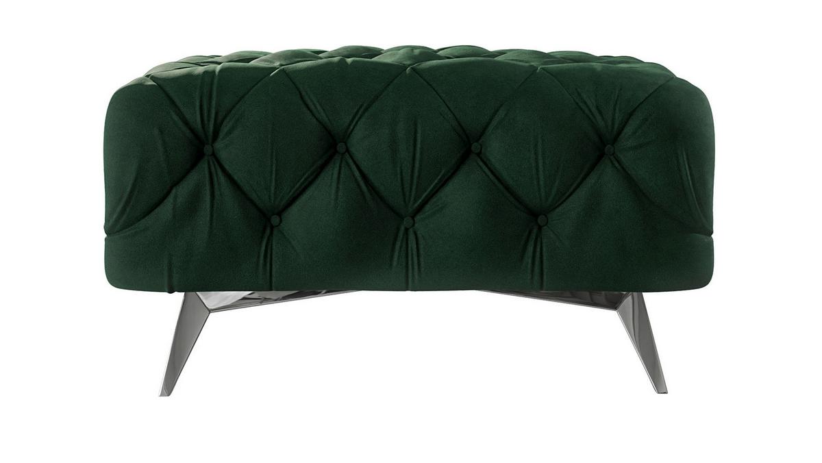HOCKER Chesterfield Laura Flasche Grün Samt - Smaragdgrün/Silberfarben, Holz/Textil (80/45/80cm) - S-Style Möbel