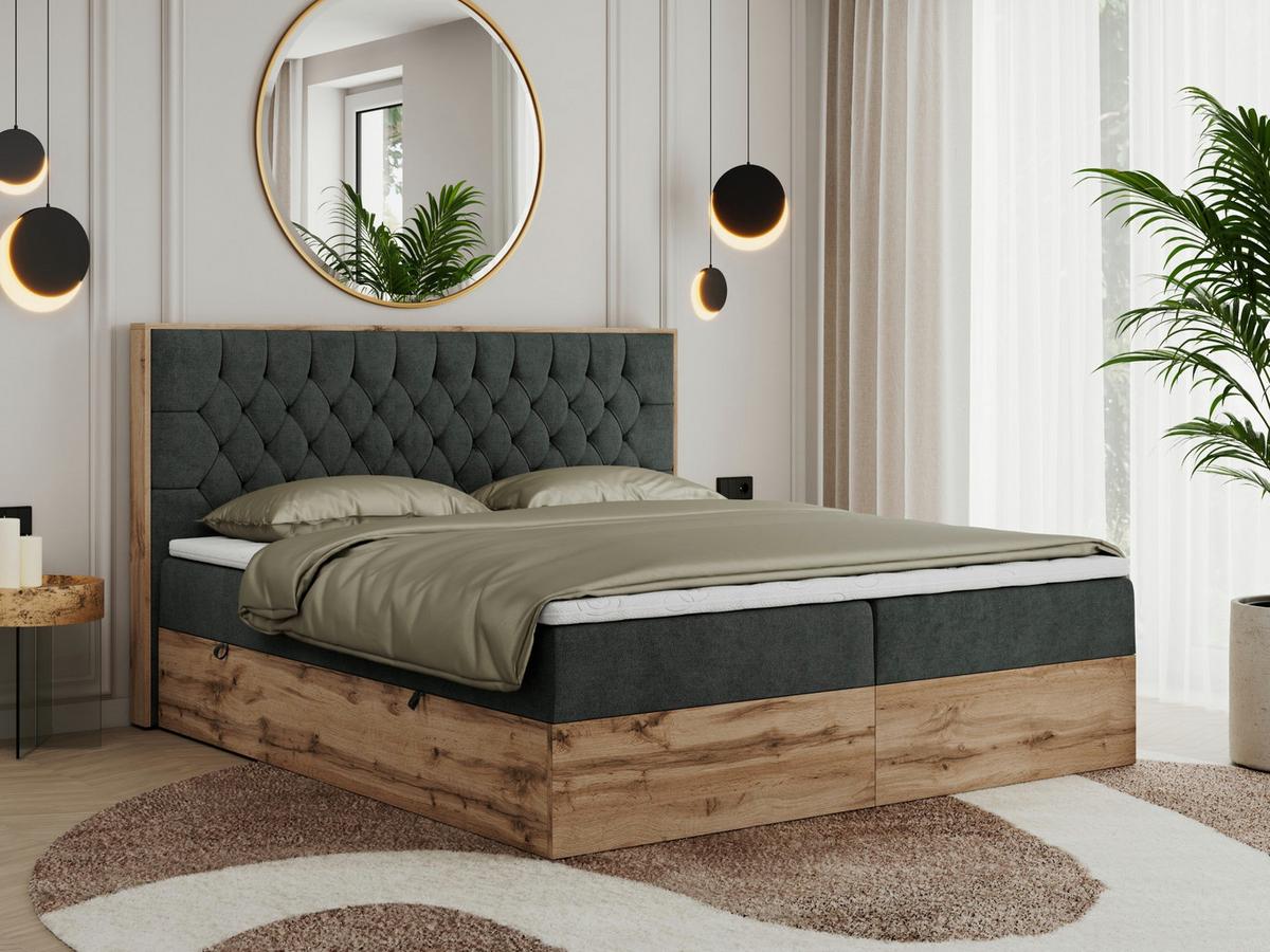BOXBETT AMORE 200/200 Dunkelgrau Struktur - H3 - Dunkelgrau, Holz/Textil (200/200cm) - MKS