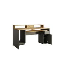 SCHREIBTISCH Graphit, Eiche Artisan 160/91,45/70 - Eiche Artisan, Holzwerkstoff (90/50/91cm) - RAUMHIRSCH FURNITURE