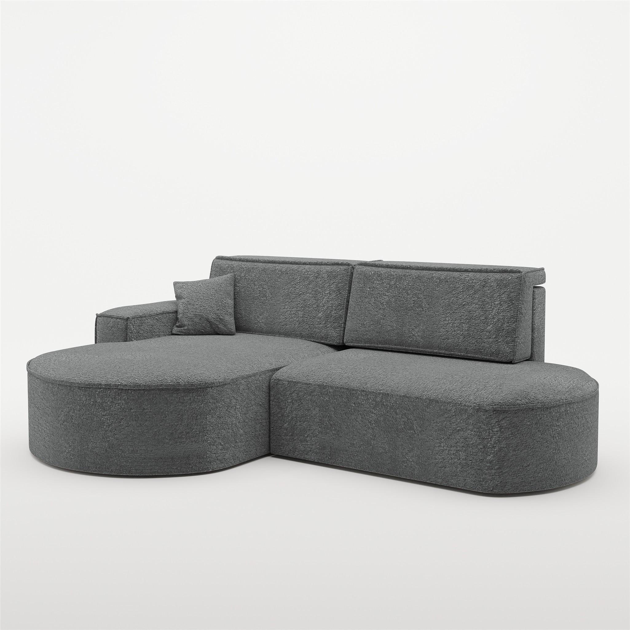 ECKSOFA Venedig Mit Schlaffunktion - Dunkelgrau, Holzwerkstoff/Textil (278/179cm) - Fun Möbel