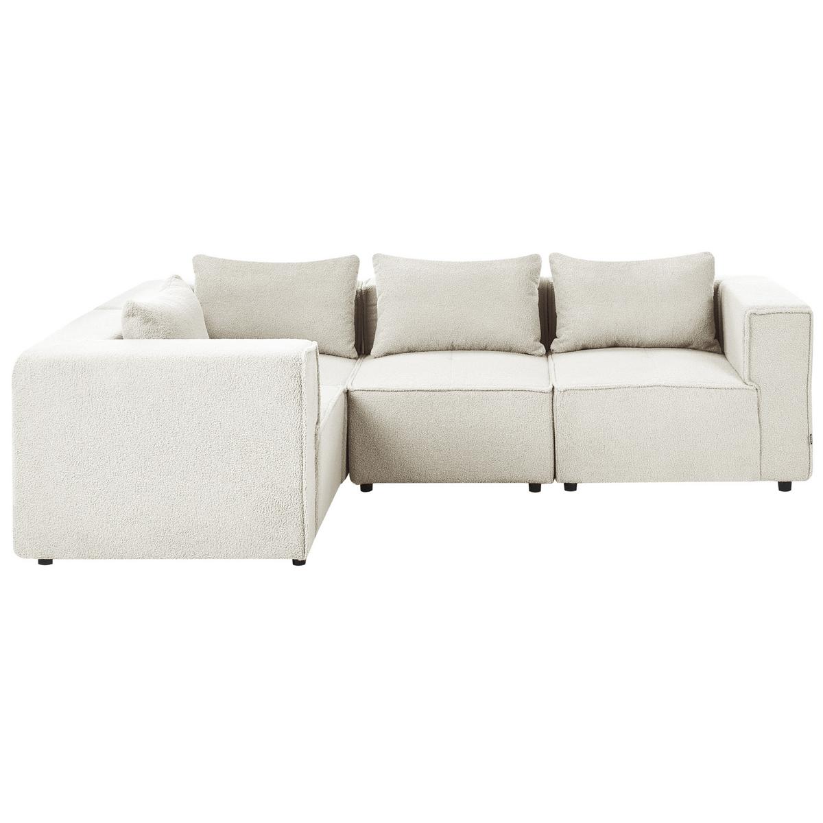 ECKSOFA Modul 4-Sitzer rechtsseitig Cremeweiß Bouclé Axebo - Creme/Weiß, Textil (258/188cm) - Beliani