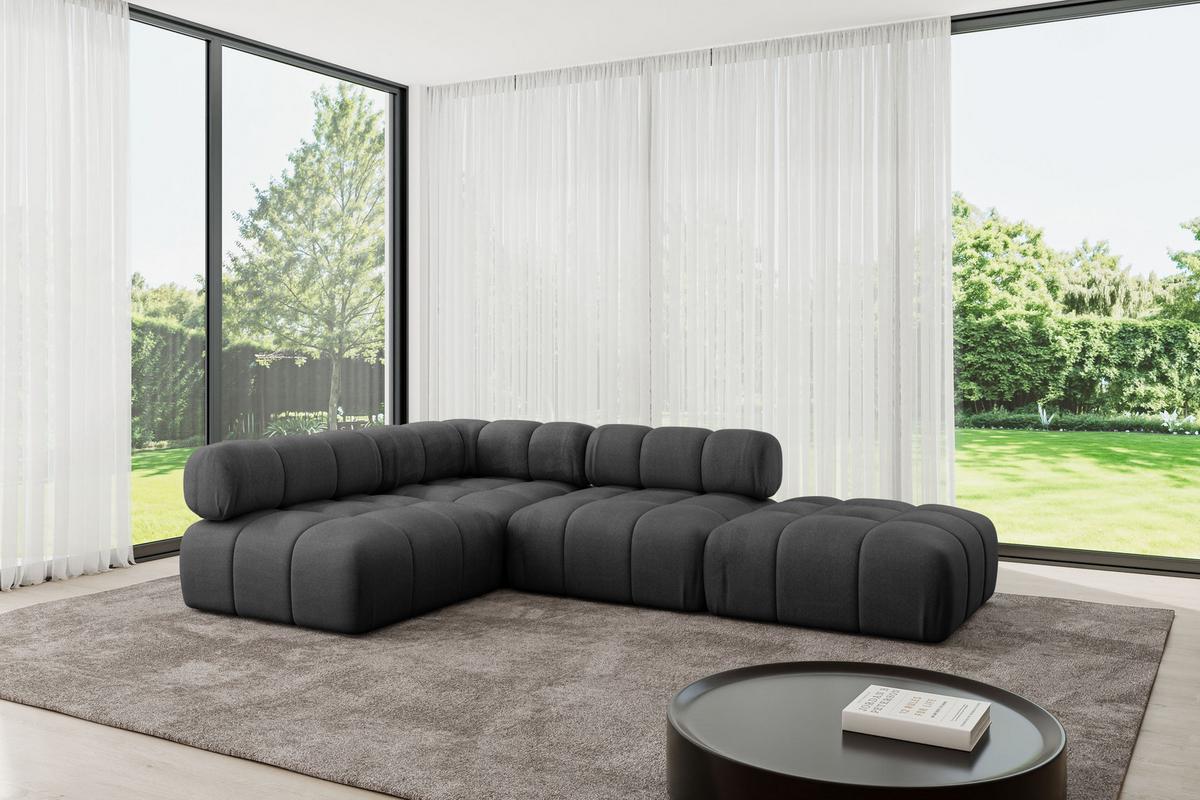 ECKSOFA modulares Sofa Favio-L1 - 285x190x70 cm Schwarz Velours - Schwarz, Holzwerkstoff/Textil (285/190cm) - ALTDECOR