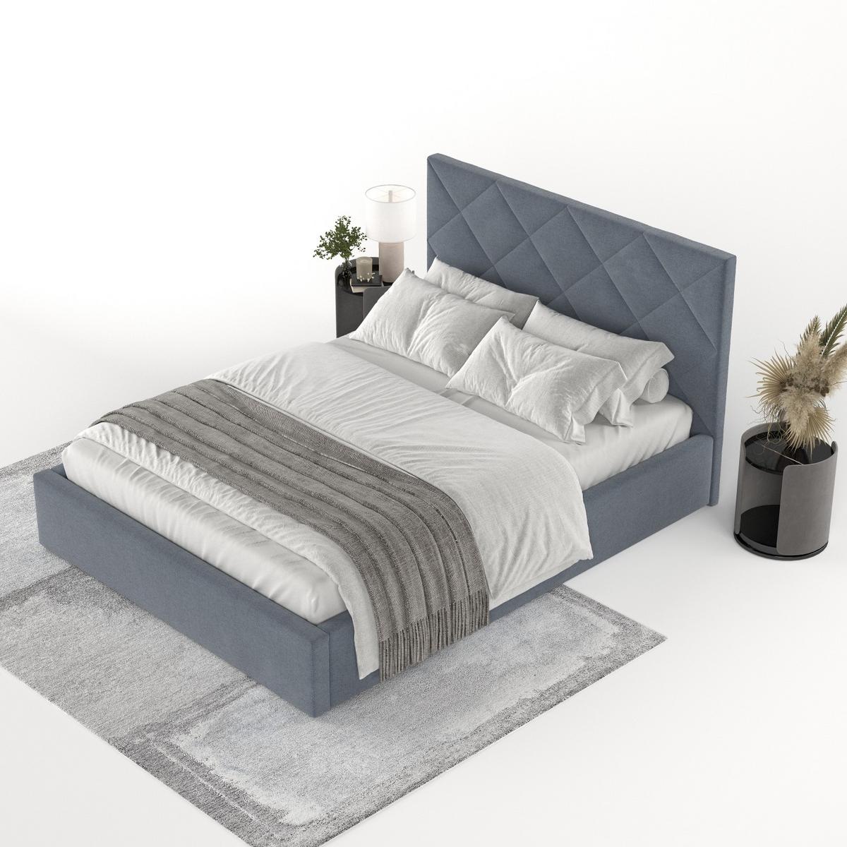 POLSTERBETT Torno 180/200 cm Blau im Asti Stoff - Blau/Schwarz, Holz/Holzwerkstoff (180/200cm) - AltaBeds