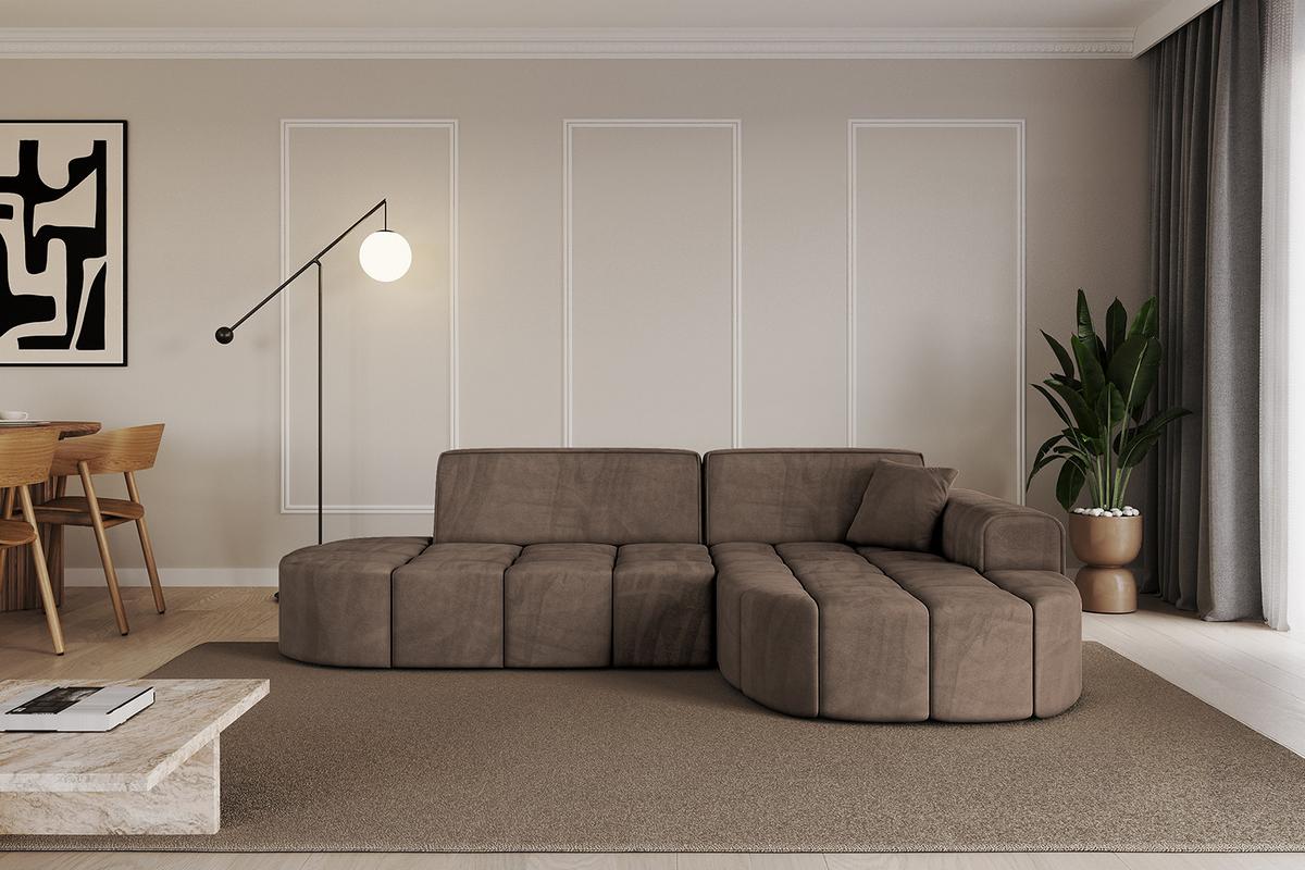 ECKSOFA Ottomane Rechts LIVO-L1 - 252x173x79,5 cm Braun - Braun, Holzwerkstoff/Textil (252/173cm) - ALTDECOR