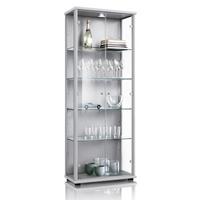 VITRINE 33/67/176 cm mit LED & 4 höhenverstellbaren Glasböden - Transparent/Silberfarben, Glas/Holzwerkstoff (67/176/33cm) - K-Möbel