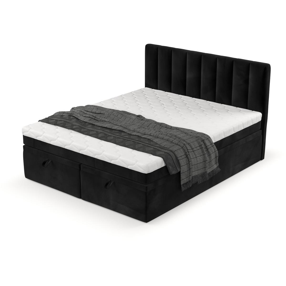 BOXBETT Lume 140/200 cm Schwarz im Kronos Stoff - Schwarz, Holz/Holzwerkstoff (140/200cm) - AltaBeds