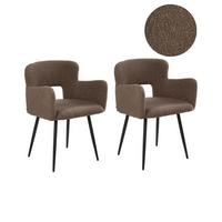 ESSZIMMERSTUHL 2er-Set Bouclé Braun Sanilac - Braun, Textil (54/76/50cm) - Beliani