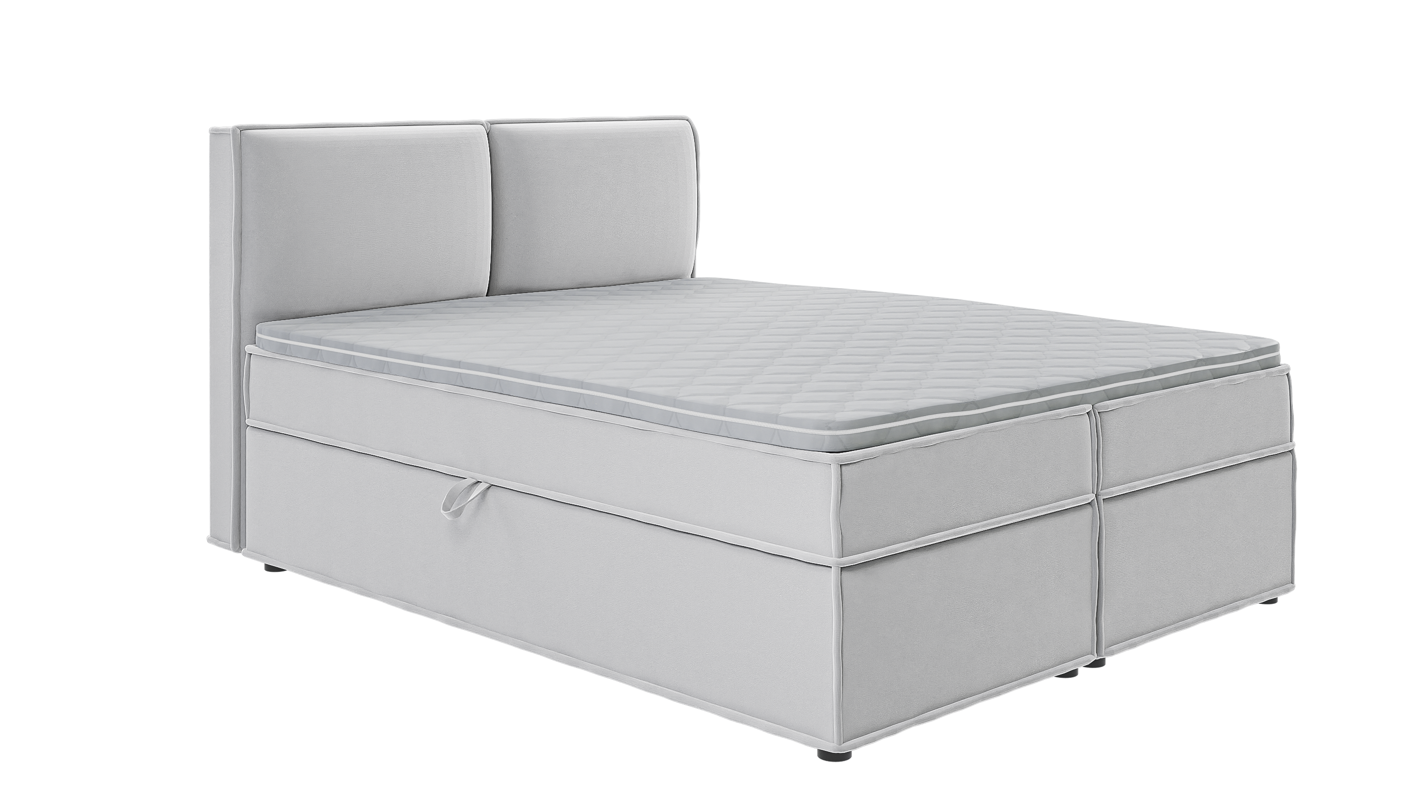 BOXBETT Eclipse 160/200 cm Silber Luxusmicrofaser - Silberfarben/Schwarz, Holz/Kunststoff (160/200cm) - S-Style Möbel