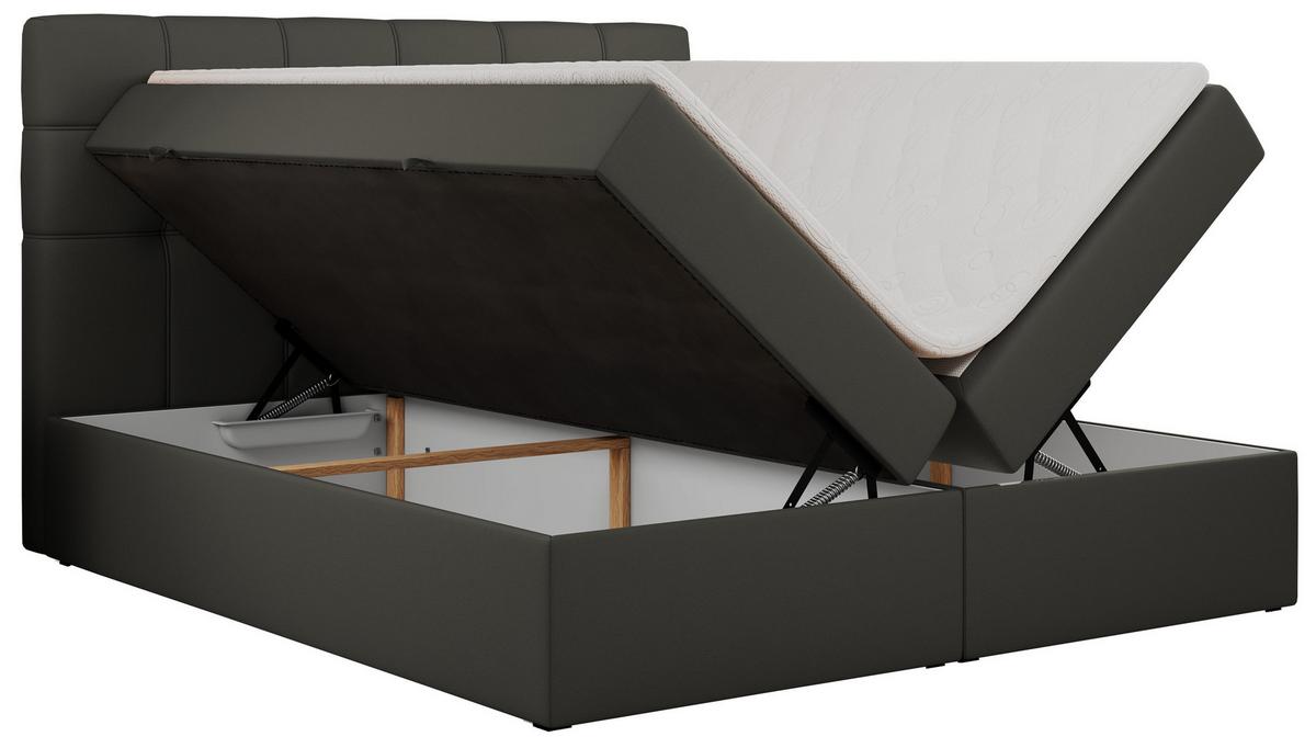BOXBETT ERNI 180/200 - Dunkelgrau Kunstleder - H4 - Dunkelgrau, Holz/Textil (180/200cm) - MKS