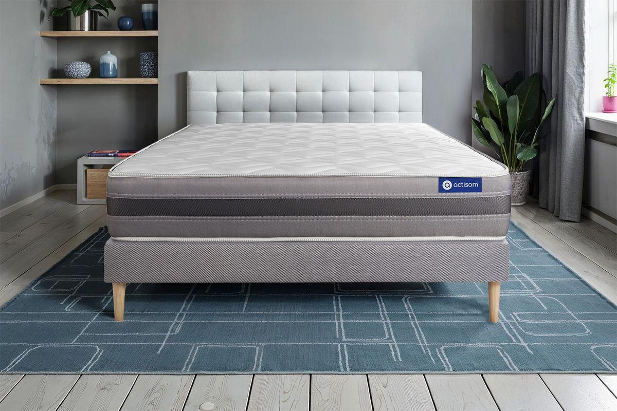 BETT Actilatex relax Latex und Memory-Schaum 80 x 200 cm h2 - Kit Bettgestell Grau - Beige/Grau, Karton/Holz (80/200cm) - ACTISOM