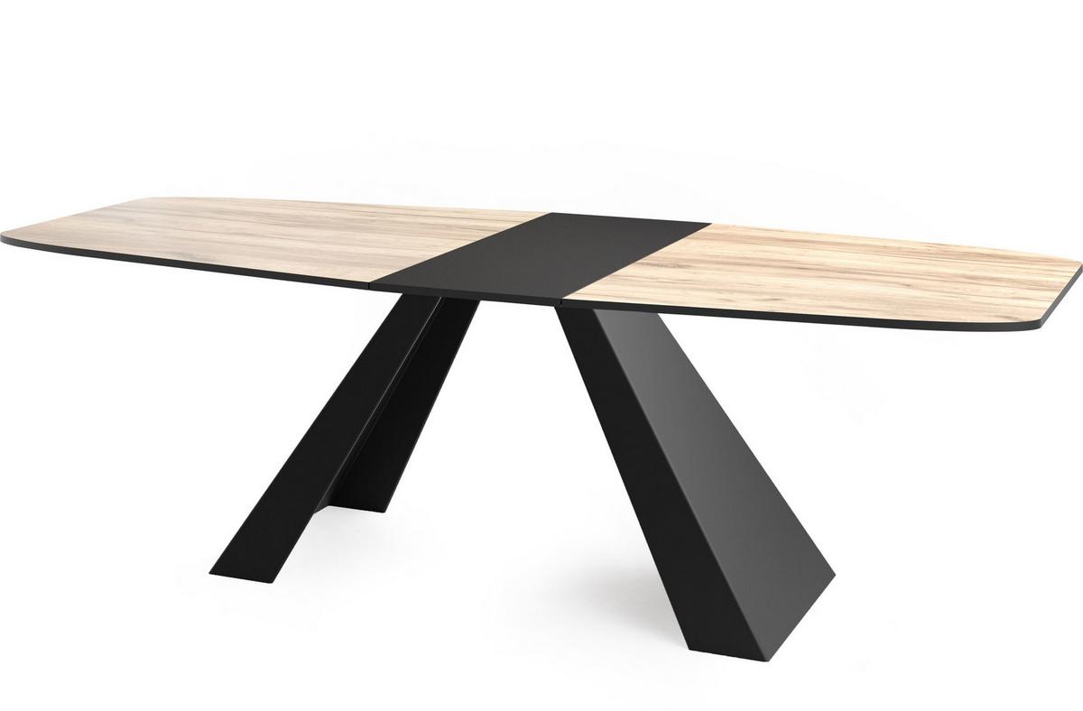 ESSTISCH Monte rechteckig ausziehbar, Craft Eiche 180-220/90/76 cm - Eiche Wotan/Schwarz, Holzwerkstoff/Metall (90/218/76cm) - WFL GROUP