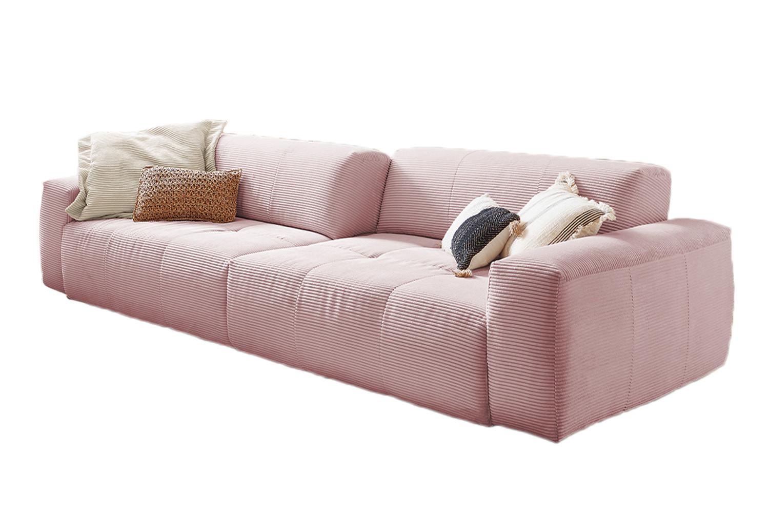SOFA MIT SITZTIEFENVERSTELLUNG PALACE Pink Cord Relaxfunktion - Rosa, Textil (298/74/120cm) - KAWOLA