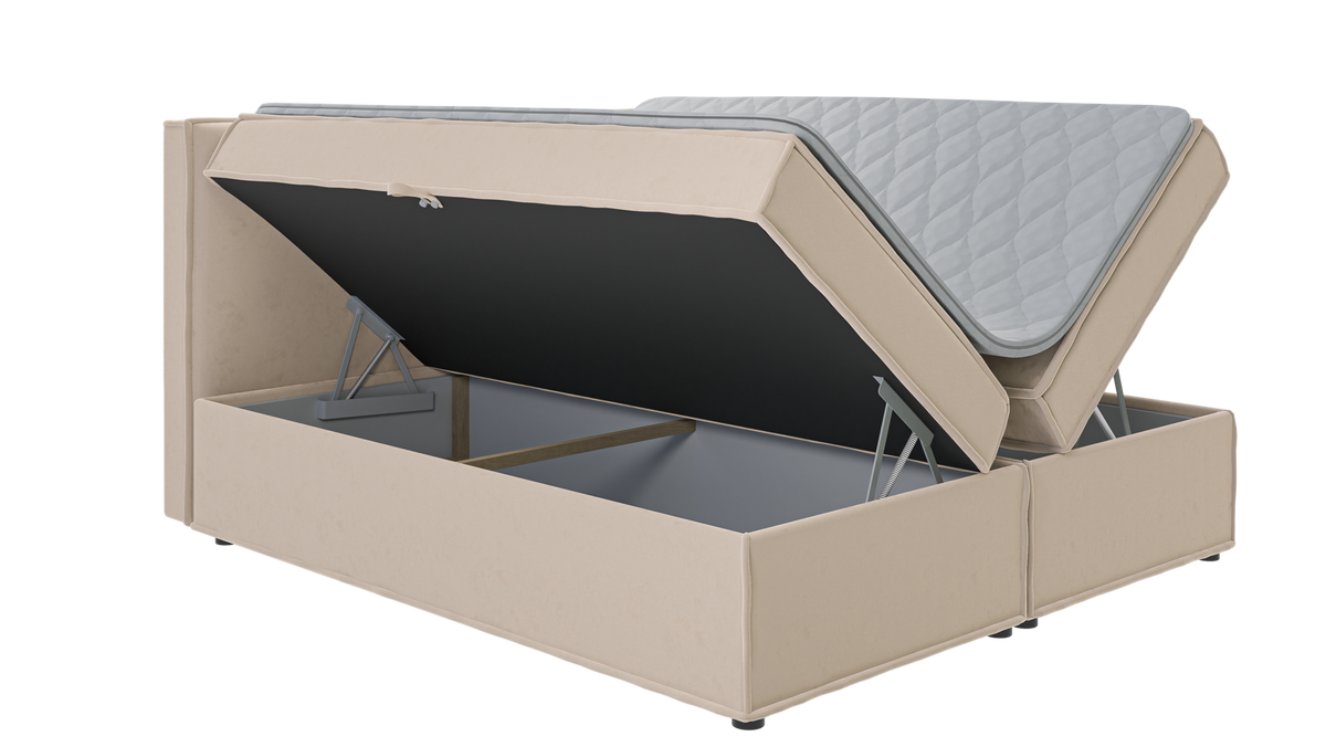BOXBETT Eclipse 180/200 cm Beige Luxusmicrofaser - Beige/Schwarz, Holz/Kunststoff (180/200cm) - S-Style Möbel